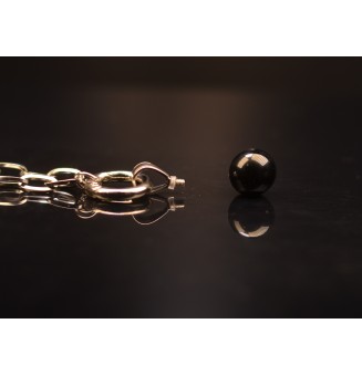 Collier  noir 45 cm maillons (6x12mm) avec beliere pour perles à visser en acier inoxydable avec mousqueton