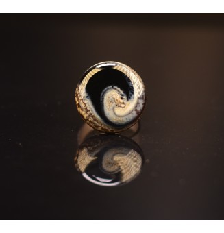 cabochon "noir pierre" pour bague ou collier interchangeable en verre  (sans le support )