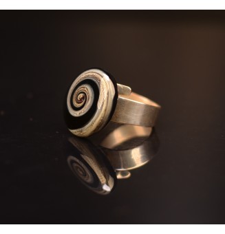 cabochon "noir pierre" pour bague ou collier interchangeable en verre  (sans le support )