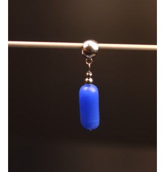 Charm "BLEU" avec perles de verre sur beliere pour collier ou bracelet
