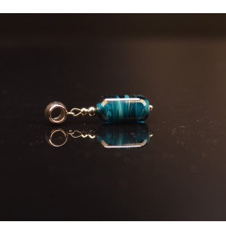 Charm "BLEU pétrole" avec perles de verre sur beliere pour collier ou bracelet