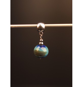 Charm "bleu vert" avec perles de verre sur beliere pour collier ou bracelet