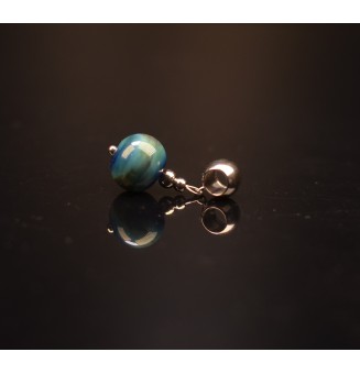 Charm "bleu vert" avec perles de verre sur beliere pour collier ou bracelet