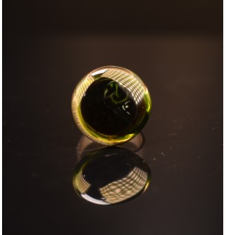 cabochon "noir vert" pour bague ou collier interchangeable en verre  (sans le support )