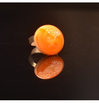 cabochon "orange" pour bague ou collier interchangeable en verre  (sans le support )