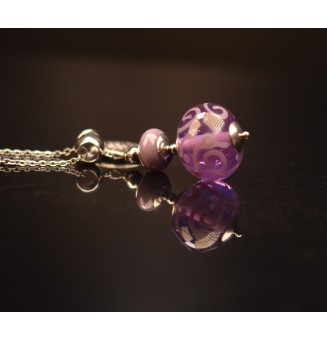 collier avec perles de verre 70 cm "violet"
