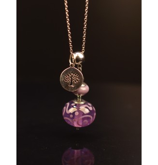 collier avec perles de verre 70 cm "violet"