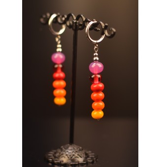 Boucles d'oreilles multicolores en  acier inoxydable avec perles de verre "Muticolores"