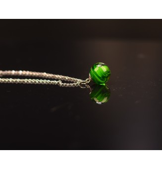 collier avec perles de verre 45 cm "vert rosetta"