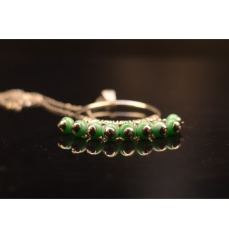 collier avec perles de verre "Mer des caraibes" 70cm