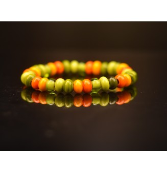 Bracelet élastique (16.5 à 17.5 cm) en perles de verre filé "multicolore"