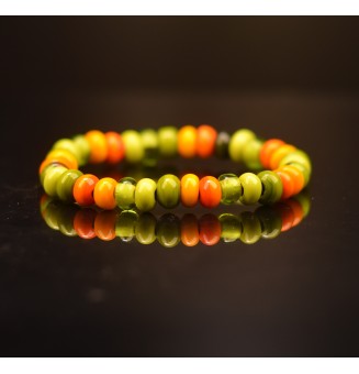 Bracelet élastique (16.5 à 17.5 cm) en perles de verre filé "multicolore"