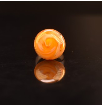 cabochon "jaune oranger blanc" pour bague ou collier interchangeable en verre  (sans le support )