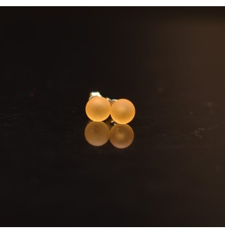 Puces d'oreilles 6mm Acier Inoxydable en verre jaune Givré