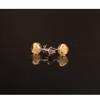 puces d'oreilles 6 mm Acier Inoxydable en verre "ivoire effet ruban"