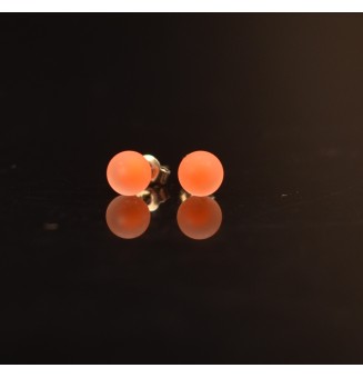 puces d'oreilles 6 mm Acier Inoxydable en verre ORANGE dépoli