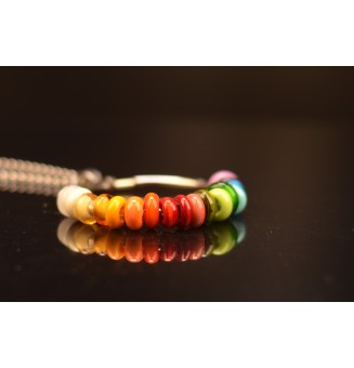 collier multicolore avec perles de verre 70 cm+5 cm