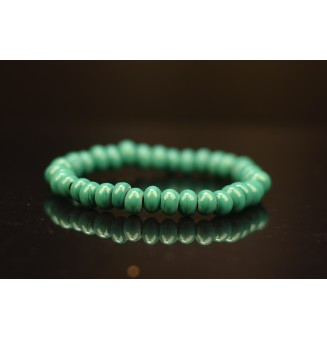 Bracelet "vert canard" élastique (17.5 à 18.5 cm) en perles de verre filé