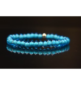 Bracelet "turquoise translucide" élastique en perles de verre filé