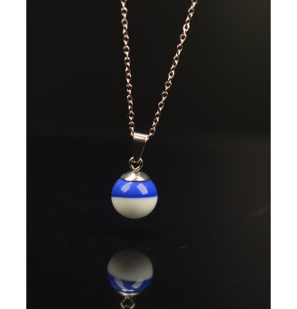 collier bleu blanc avec perles de verre 45 cm+5