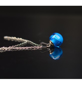collier bleu turquoise avec perles de verre 45 cm+5