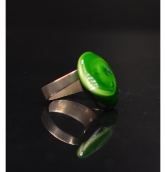 cabochon "Vert rosetta" pour bague ou collier interchangeable en verre  (sans le support )