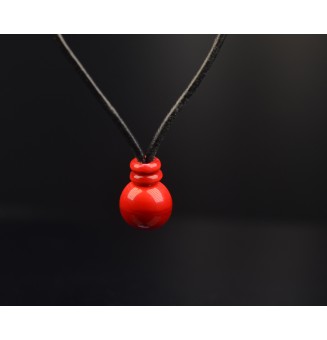 collier en cuir avec perles de verre filé rouge intense