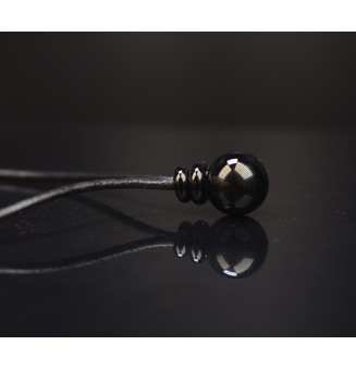 Collier en cuir avec perles de verre filé "noir"