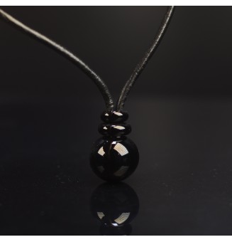 Collier en cuir avec perles de verre filé "noir"