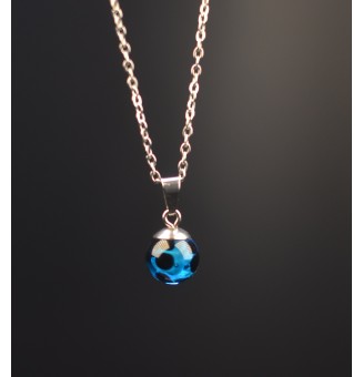 collier bleu turquoise et noir avec perles de verre 45 cm+3