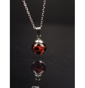 collier rouge et noir avec perles de verre 45 cm+3