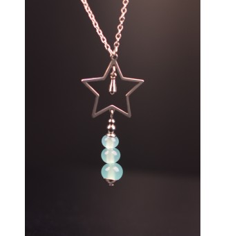 collier "nymph" avec perles de verre 40 cm+ 5 cm