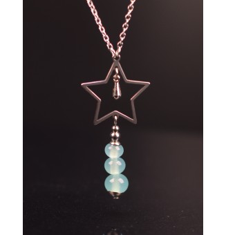collier "nymph" avec perles de verre 40 cm+ 5 cm