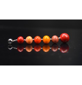 pendentif pour collier "multicolore" avec perles de verre sur beliere acier inoxydable