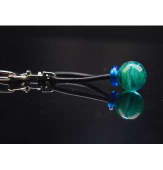 Porte clés, bijou de sac  "bleu vert" ( ou porte clés) perles de verre