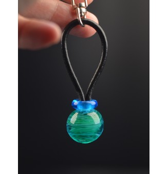 Porte clés, bijou de sac  "bleu vert" ( ou porte clés) perles de verre