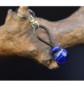Porte clés, bijou de sac  "bleu noir" ( ou porte clés) perles de verre