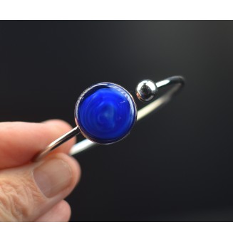 Bracelet rigide acier inoxydable avec perles "bleu intense"