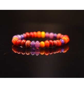 Bracelet élastique en perles de verre filé multicolore