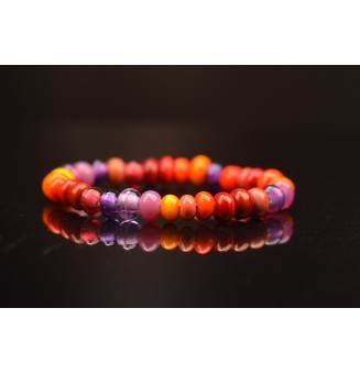 Bracelet élastique en perles de verre filé multicolore