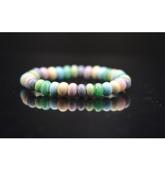 Bracelet élastique en perles de verre filé multicolore pastel