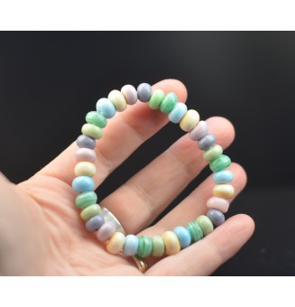 Bracelet élastique en perles de verre filé multicolore pastel