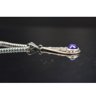 Collier en cuir avec perles de verre filé "violet" 45+3 cm