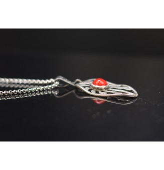 Collier en cuir avec perles de verre filé "rouge" 45+3 cm