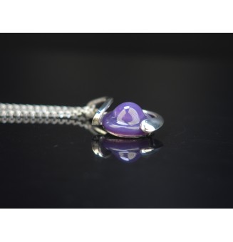 collier "violet" avec perles de verre  45+2 cm