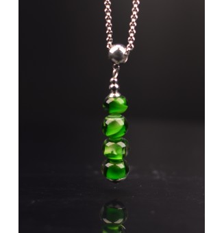 collier "Vert rosetta" avec perles de verre 45 cm+ 2 cm