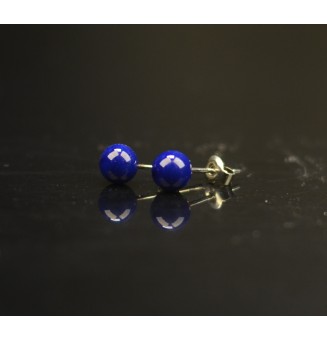 puces d'oreilles 6 mm Acier Inoxydable en verre "bleu marine"