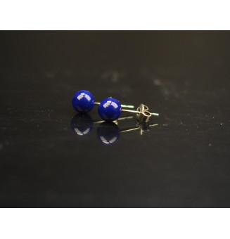 puces d'oreilles 6 mm Acier Inoxydable en verre "bleu marine"