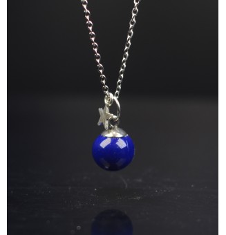 collier 'bleu marine' avec perles de verre 45 cm+5