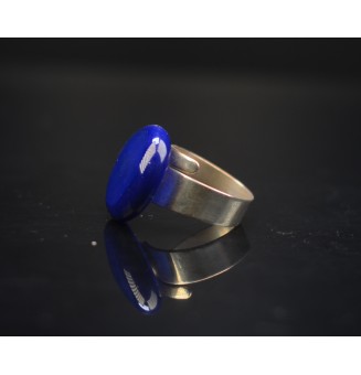 cabochon "bleu" pour bague ou collier interchangeable en verre  (sans le support )